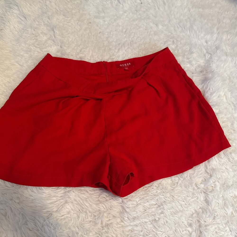 GUESS Red High-Waisted Tailored Shorts‎